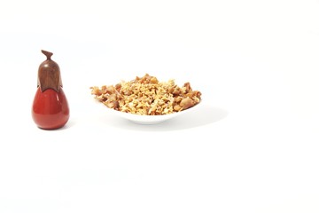 Tendon fried chicken with a white background