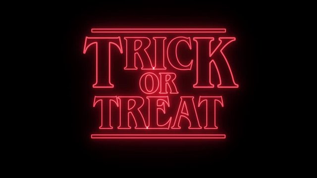 Trick or Treat halloween message on black. Eighties style lettering. 3D Render