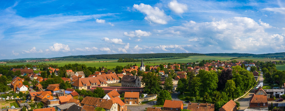 The city of Huy-Anderbeck from above ( Harz region, Saxony-Anhalt / Germany )
