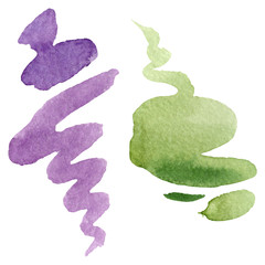 Abstract watercolor paper splash shapes. Watercolor background set. Isolated splash illustration element.