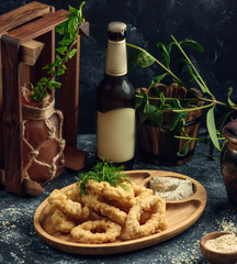 squid rings in the plate on the table