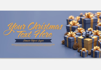 	Blue and Gold Christmas with Scene Text Mockup