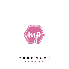 MP Initial handwriting logo vector