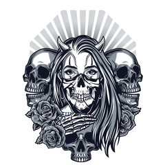 Vintage chicano style tattoo concept