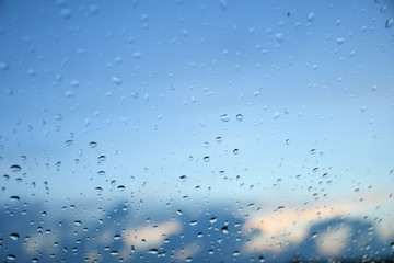 abstract drops glass background / texture fog rain, seasonal background, clear glass with water