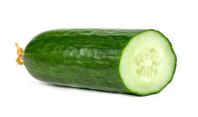 half cucumber on a white background