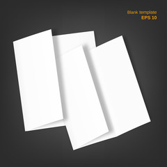 Vector set of 2 trifold brochures with fold sides and shadows. Empty booklets on grey background. It can be used as a mock up, template or backgrounds for your own projects. EPS 10 file.