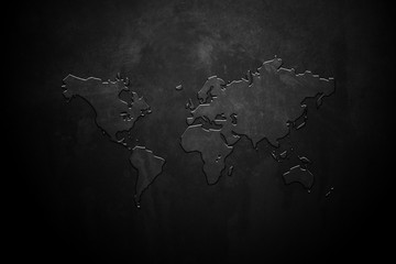 map of the world on black background