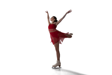 Figure skating girl isolated on white.