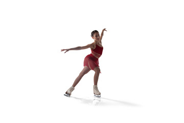Figure skating girl isolated on white.