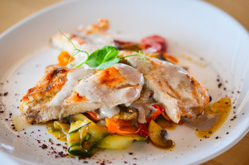 grilled meat & vegetables with fresh ingredients