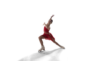 Fototapeta na wymiar Figure skating girl isolated on white.
