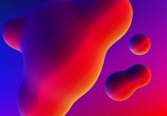 Fluid design liquid blobs with vibrant intense colors abstract background