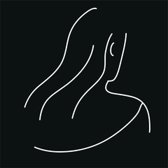 Minimalist vector illustration. Line drawing of a girl. Beautiful black and white image with a young lady 