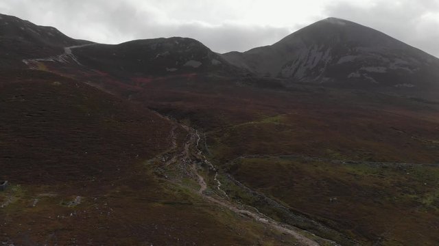 Aerial of impressive Croagh Patrick one of highest mountains in ireland