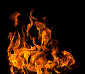 texture burning fire on black background isolated