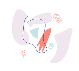 Vector abstract Scribble creative speech bubbles background. Unique stylish modern brush painting with place for your text, light pastel colors poster. Illustration clipart copy space