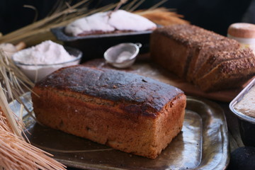 Bread loaves with dark background