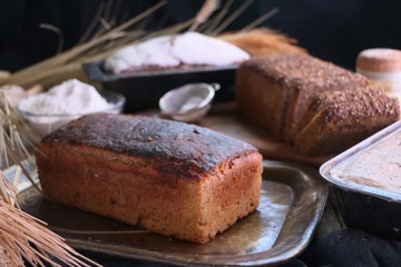 Bread loaves with dark background