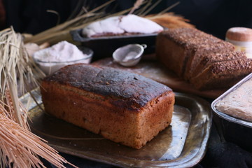 Bread loaves with dark background