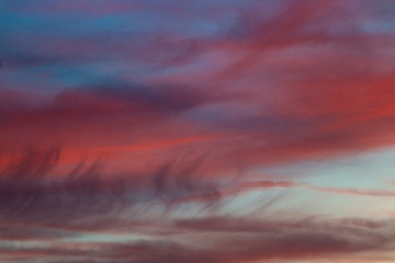 Colorful purple sunset background in sky