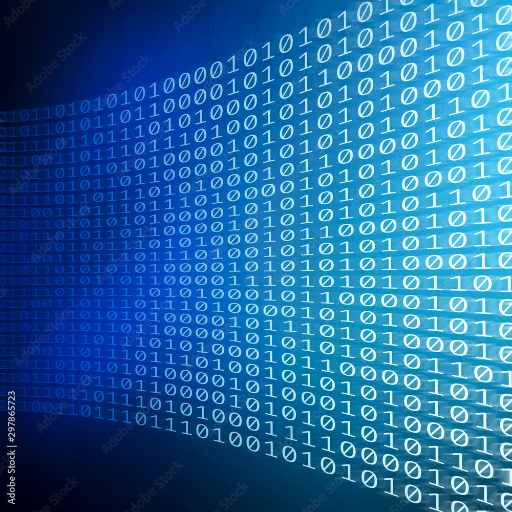 Aufkleber Abstract binary code on blue digital screen
