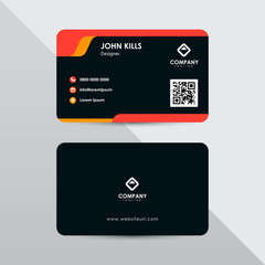 Modern business card design template. Red and orange color element clean composition.