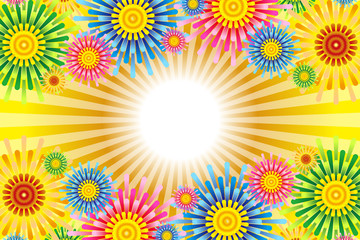 ベクターイラスト背景壁紙,カラフル,集中線,効果線,放射状,お花,フラワー,無料素材,フリーサイズ,