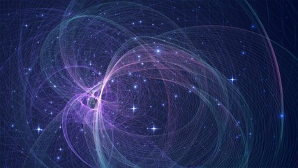 Abstract background with glowing geometric structure, network, star system, fractal © lidiia