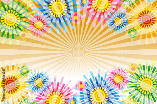 Fototapete Background Wallpaper Vector Illustration Design Clip Art Free Size Happy Party Image イラスト背景壁紙 花火イメージ 打ち上げ花火 夏祭り 広告宣伝ポスター パーティーイベント 無料素材 Tomo00
