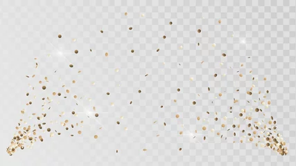 Shot of golden confetti crackers on a transparent background, celebration and celebration, gold decoration, rain of coins © lidiia