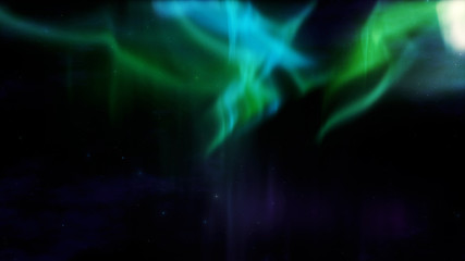 rendered Colorful Northern lights (Aurora borealis) in the sky