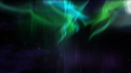rendered Colorful Northern lights (Aurora borealis) in the sky