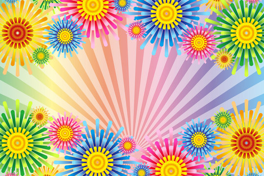 #Background #wallpaper #Vector #Illustration #design #clip_art #art #free #free_size  ベクターイラスト背景壁紙,カラフル,集中線,効果線,放射状,お花,フラワー,無料素材,フリーサイズ,