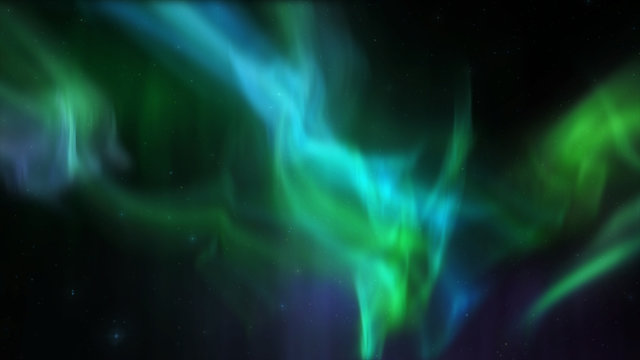 rendered Colorful Northern lights (Aurora borealis) in the sky