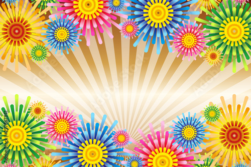 Background Wallpaper Vector Illustration Design Clip Art Art Free Free Size ベクターイラスト背景壁紙 カラフル 集中線 効果線 放射状 お花 フラワー 無料素材 フリーサイズ Wall Mural Tomo00