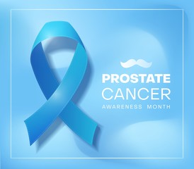 Awareness Blue Ribbon. World Prostate awareness month concept. Vector Illustration. Men healthcare concept