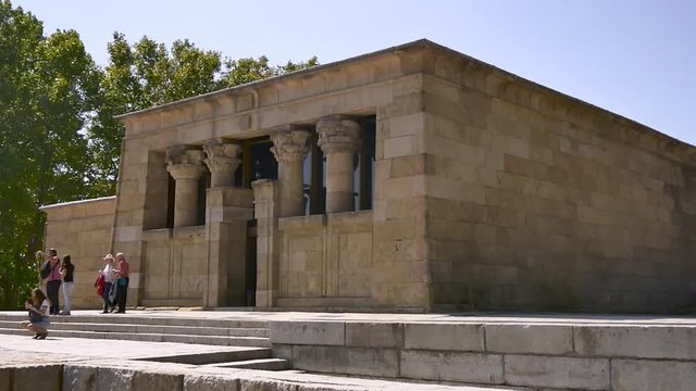 Templo de debod of madrid, the capital of Spain, filmed with a gimbal and handheld