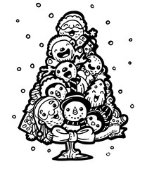 Christmas tree shaped cute doodle.