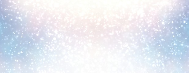 Shimmer snow on white blue bright banner. Cool background. Subtle texture. Nyw Year decor. Winter holiday subtle backdrop.
