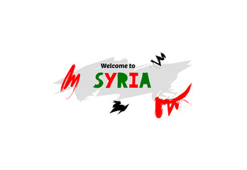 Obraz na płótnie Canvas Welcome to Syria. Name country template design for greeting card, banner, poster