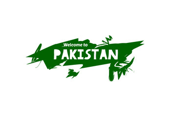 Welcome to Pakistan. Name country template design for greeting card, banner, poster