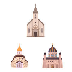 Vector design of religion and building logo. Collection of religion and faith vector icon for stock.