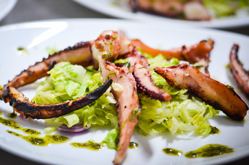 grilled octopus with fresh lemon juice & lettuce