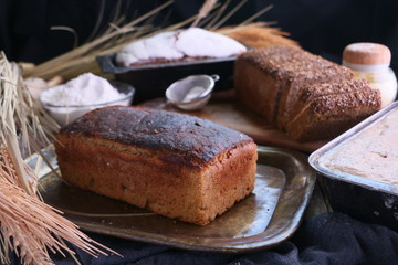 Bread loaves with dark background