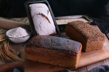 Bread loaves with dark background