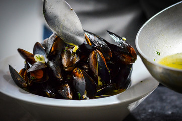 saute sheels dish with fresh garlic & parsley