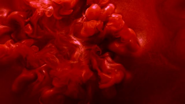 Explode effect animation. Glam gloss. Scarlet red glitter fluid motion.