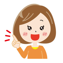 女の子　指差し　ひらめき