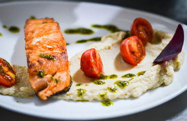 fresh grilled salmon with lime sauce